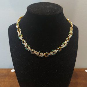 Vintage Faux Gemstone Abstract Dragonfly Necklace